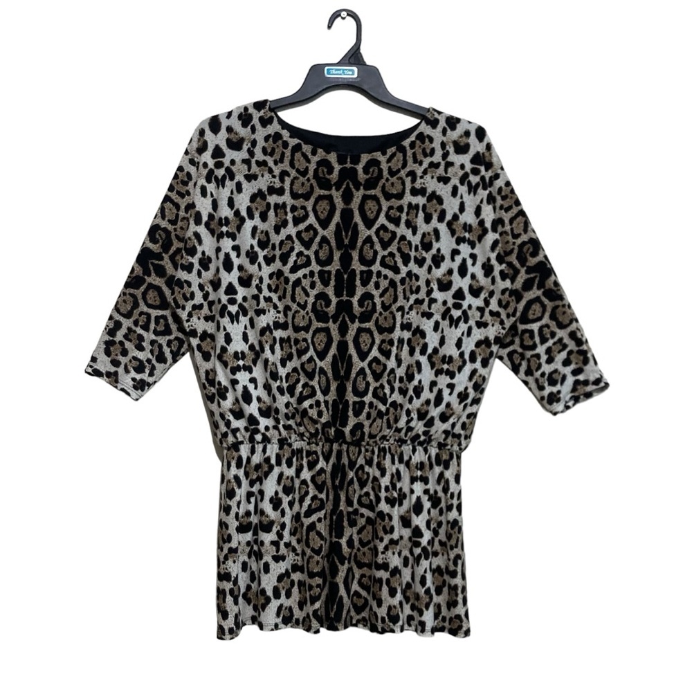 Leopard Print Women's Top - Brown/Black